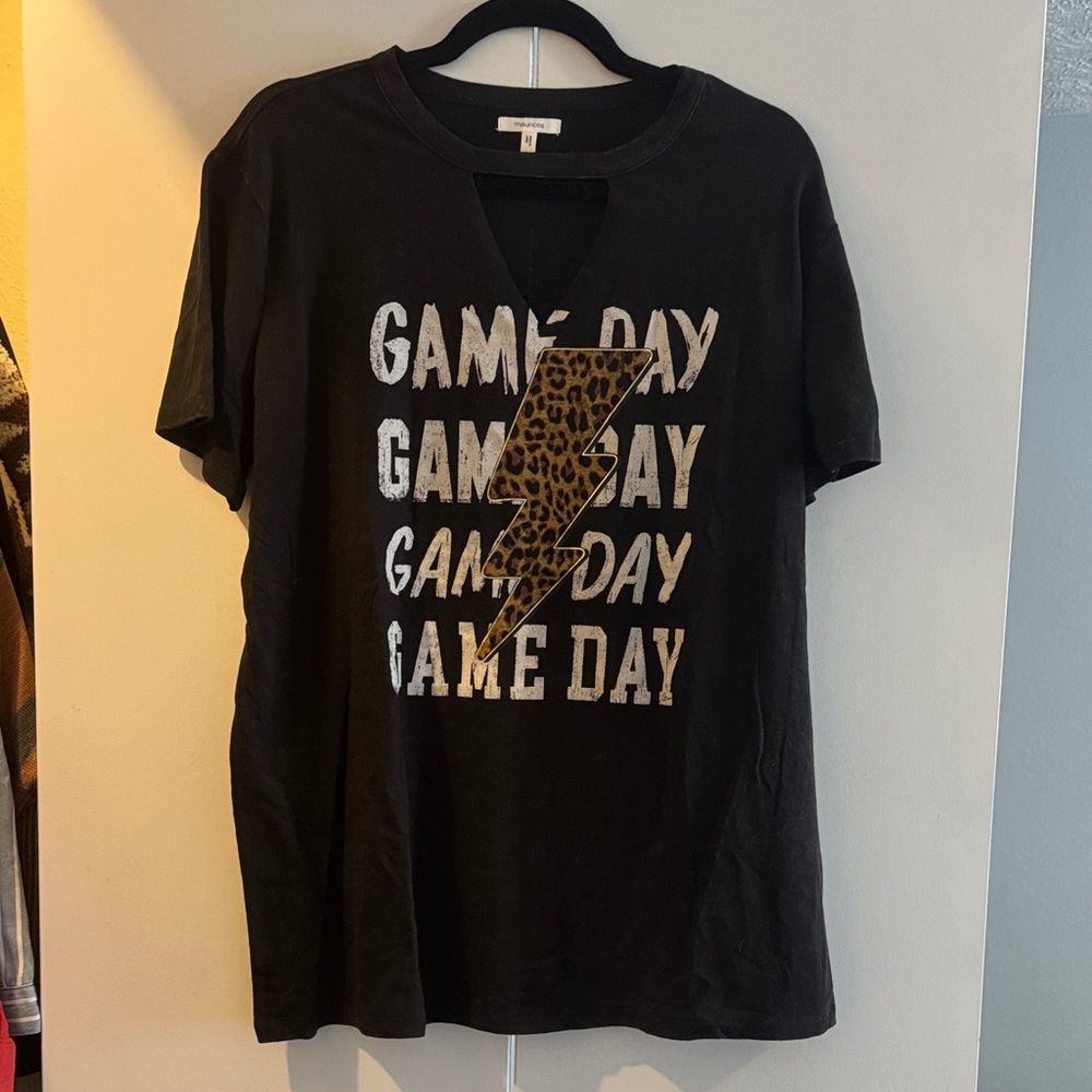 Maurices Black Game Day Tee with Leopard Accent